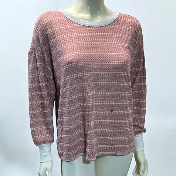 BKE Textured Knit Top Keyhole Back Rose Pink XS Long Sleeve NEW with Tags - Picture 1 of 12